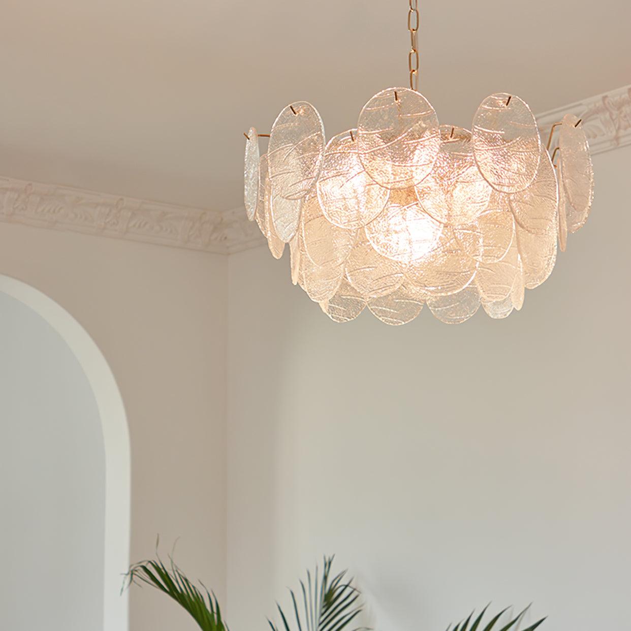 Chandelier Glass Discs Metal Frame Gold Finish Victorian - Letslighting