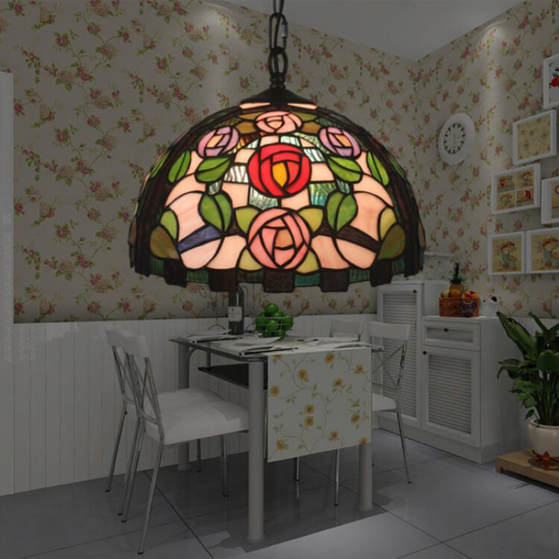 Tiffany Vintage Metallo Vetro Lampade a Sospensione Soggiorno