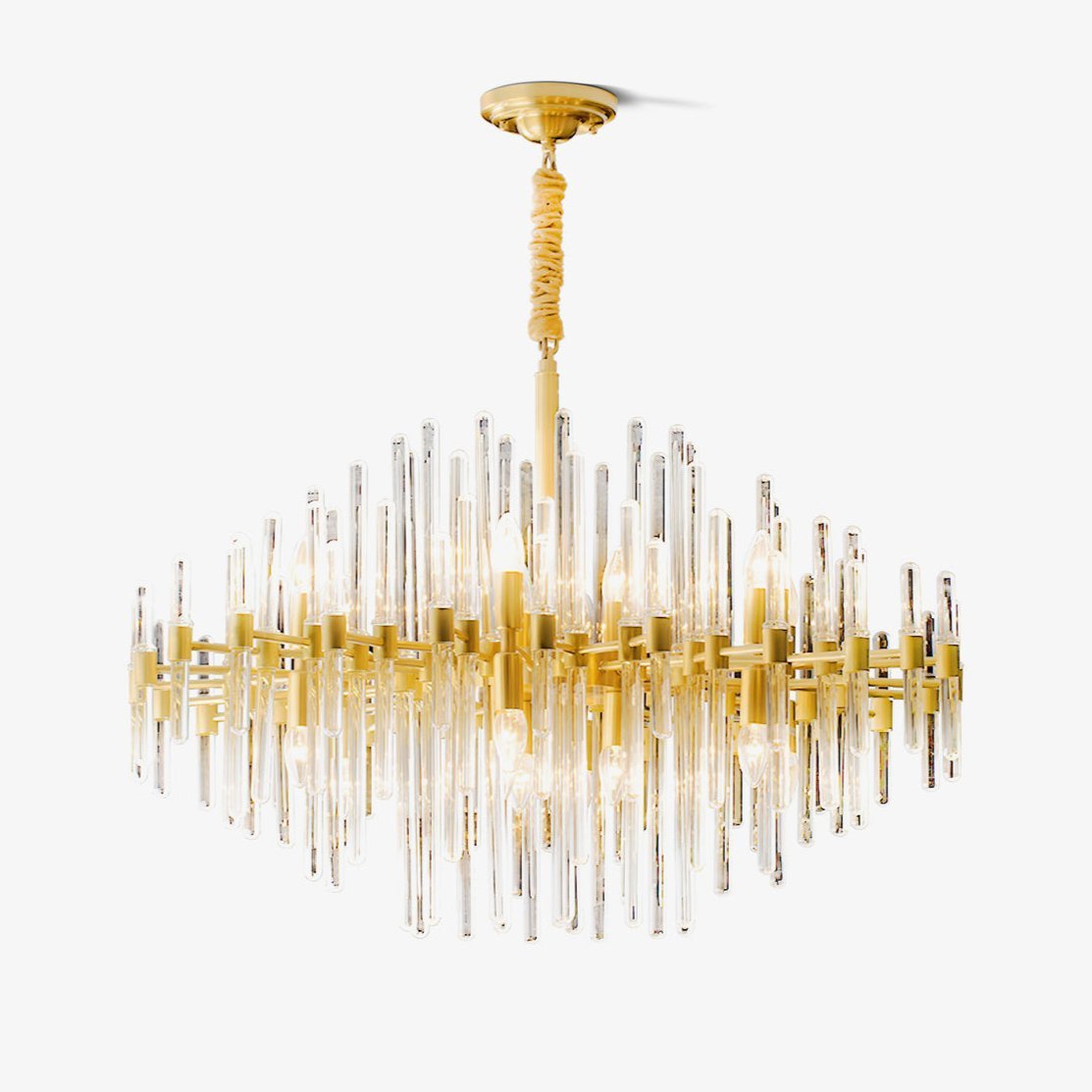 Solara Chandelier Antique Brass Starburst - Letslighting