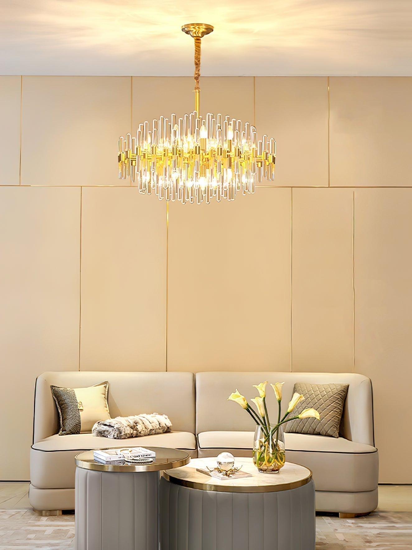 Solara Chandelier Antique Brass Starburst - Letslighting