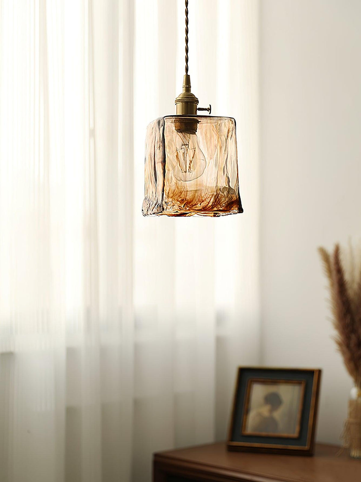 Vintage Brown Glass Pendant Light - Blowlighting
