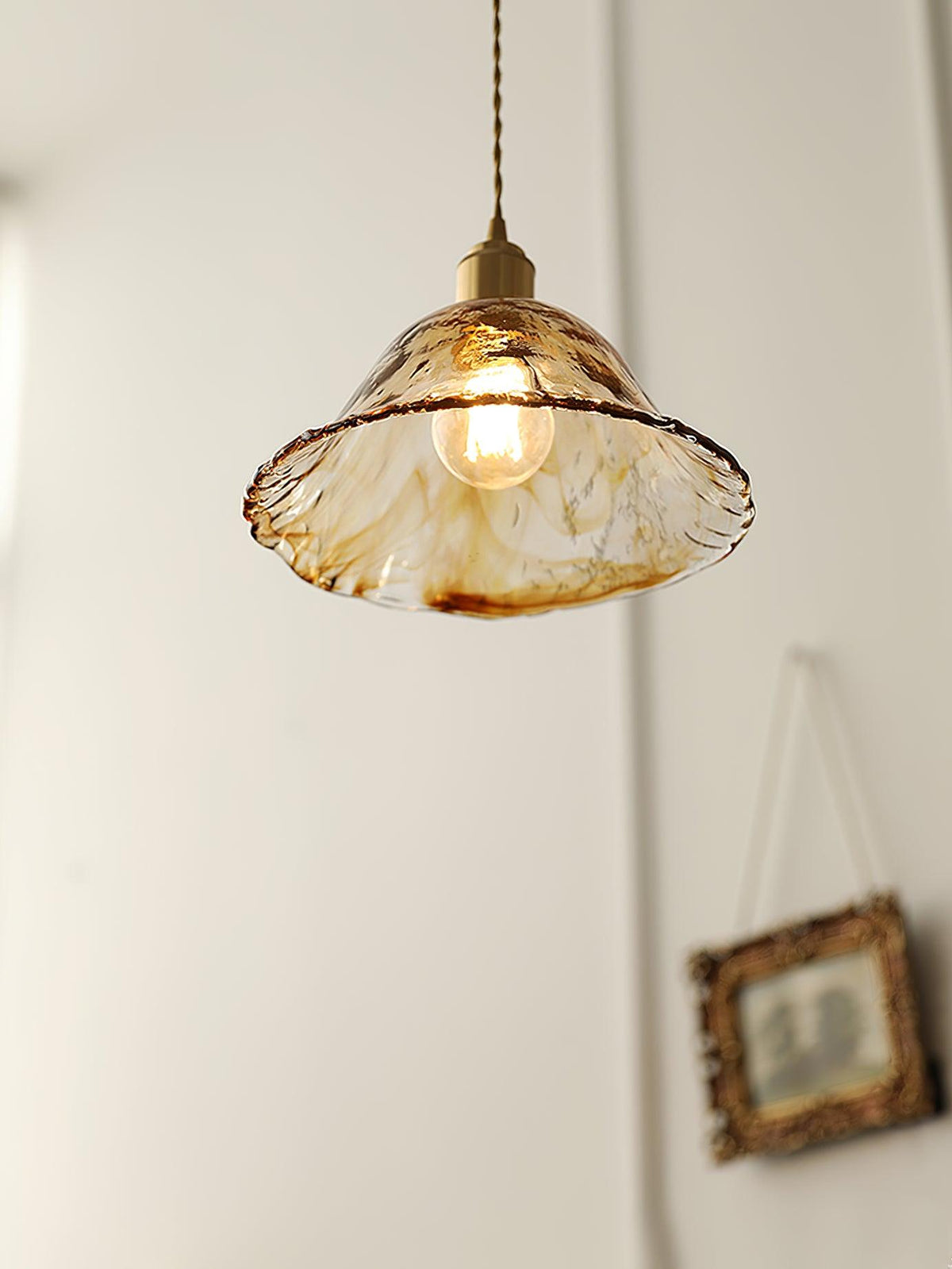 Vintage Brown Glass Pendant Light - Blowlighting