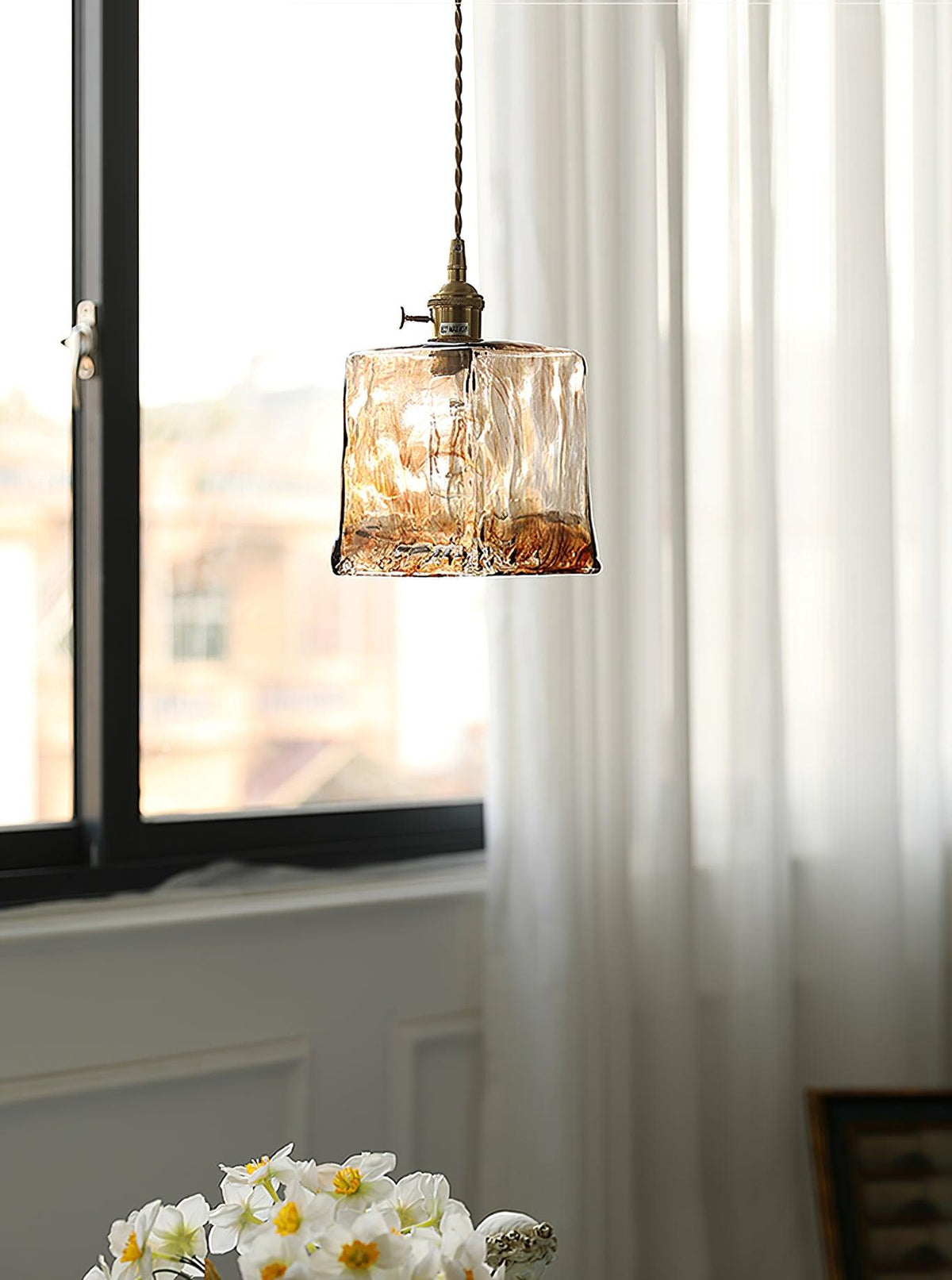 Vintage Brown Glass Pendant Light - Blowlighting