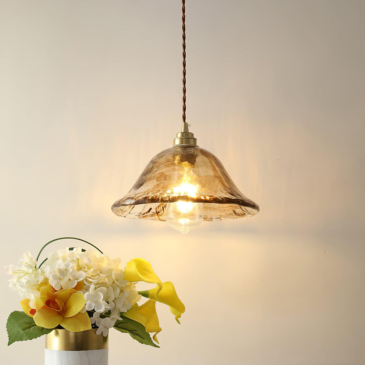 Vintage Brown Glass Pendant Light - Blowlighting