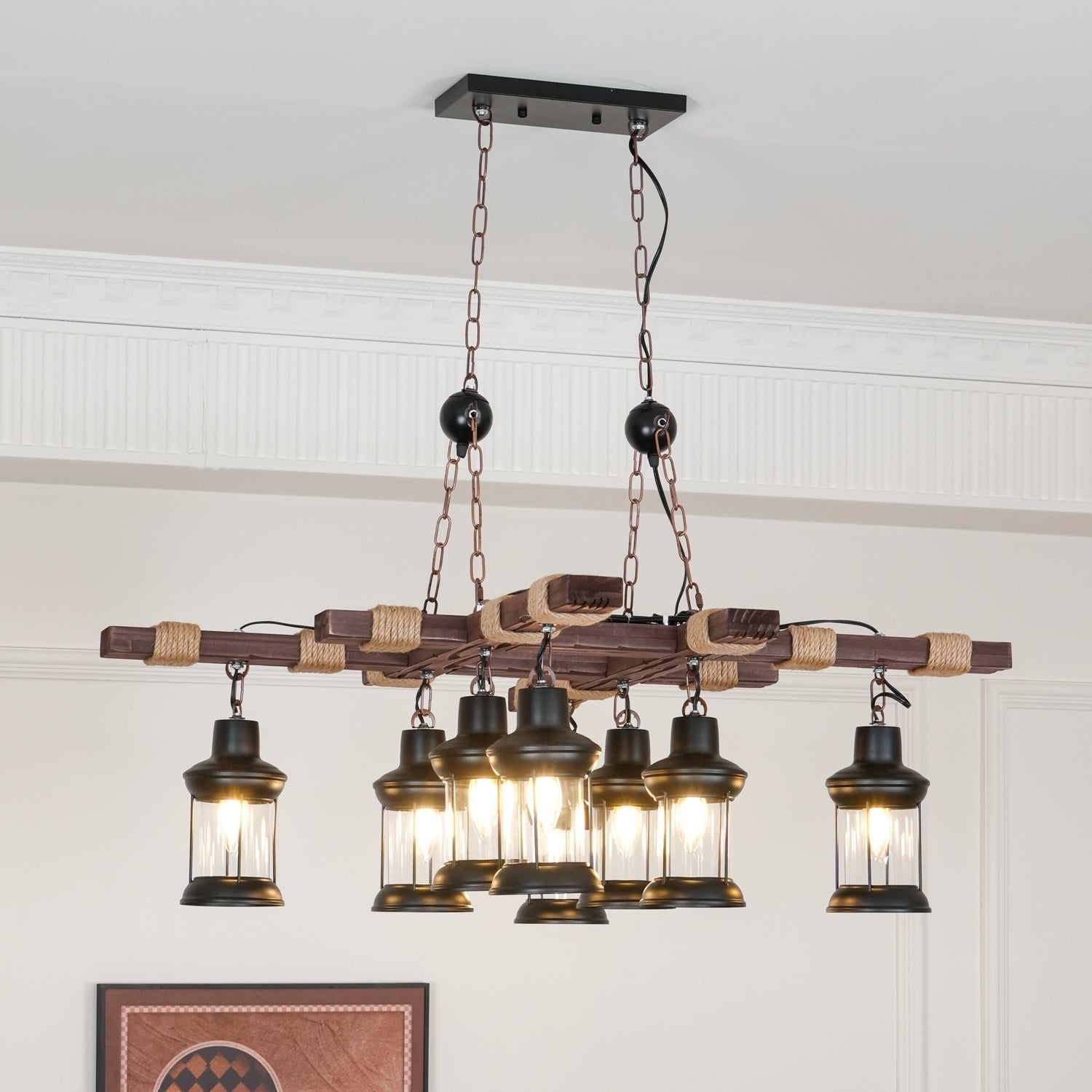 Vintage Wood Glass Chandeliers - Blowlighting