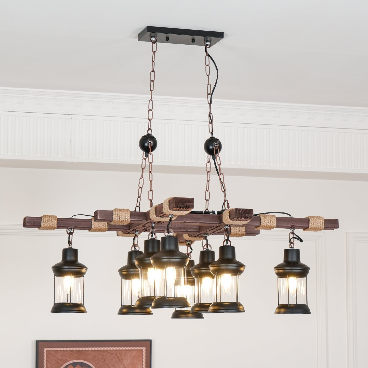 Vintage Wood Glass Chandeliers - Blowlighting