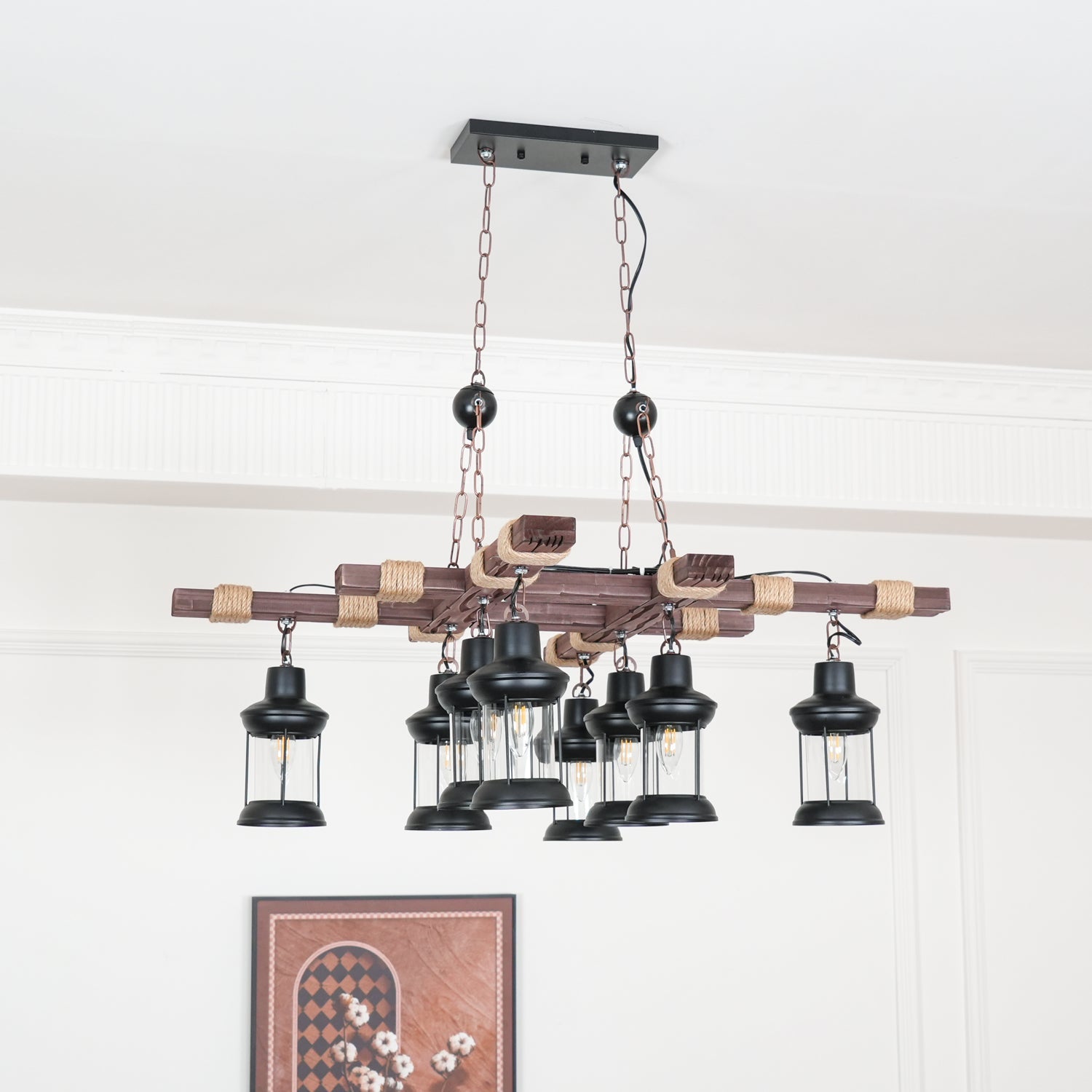 Vintage Wood Glass Chandeliers - Blowlighting