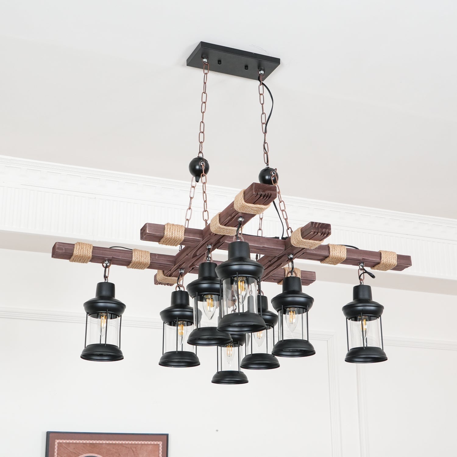 Vintage Wood Glass Chandeliers - Blowlighting