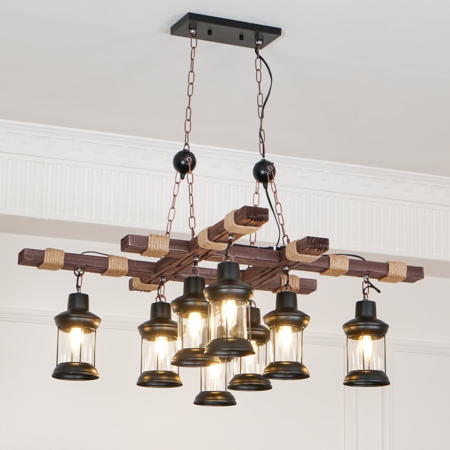 Vintage Wood Glass Chandeliers - Blowlighting