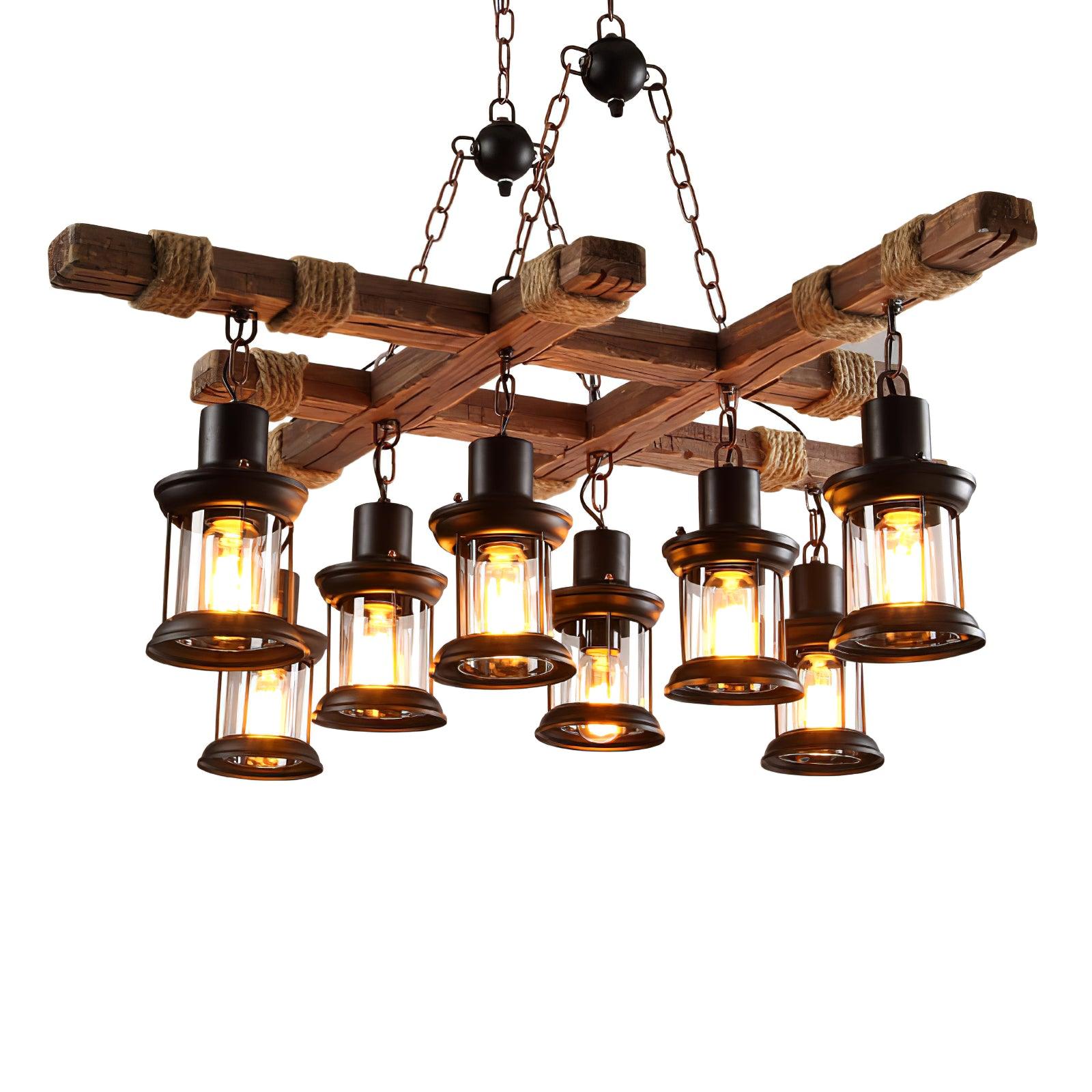 Vintage Wood Glass Chandeliers - Blowlighting