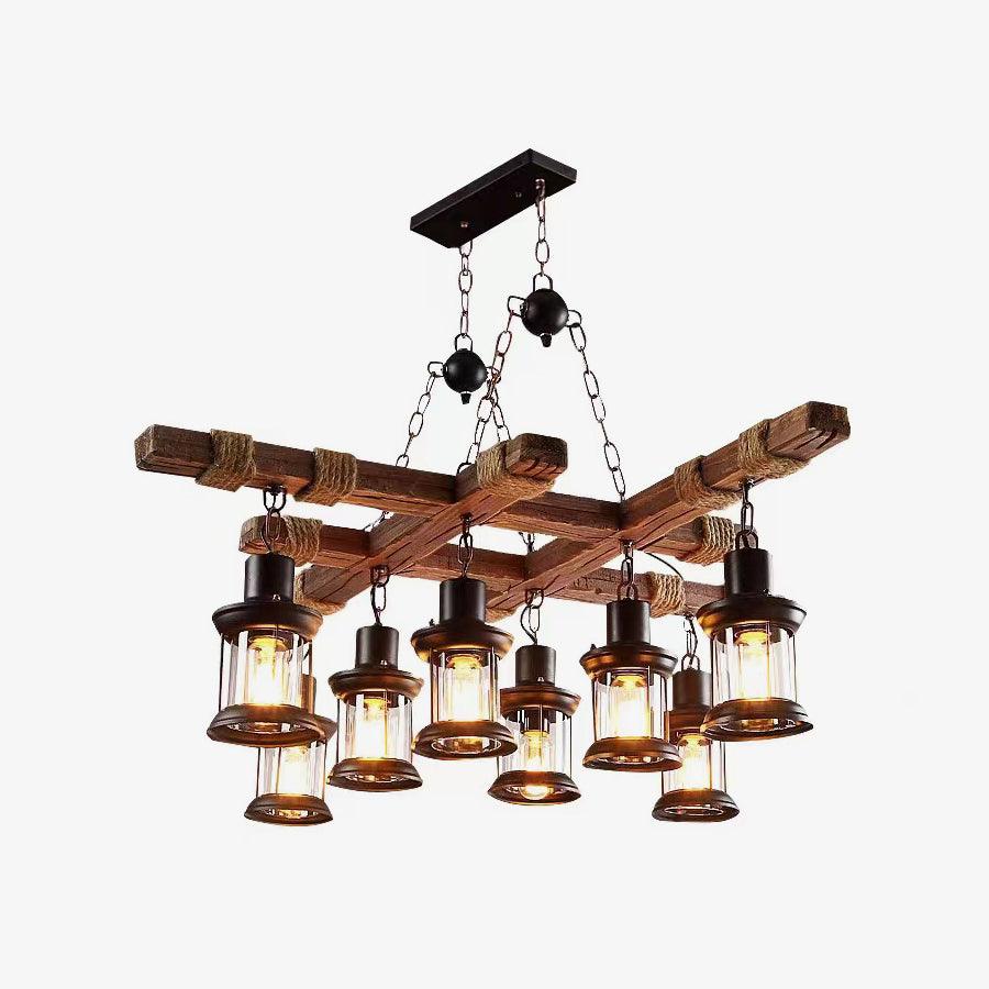 Vintage Wood Glass Chandeliers - Blowlighting