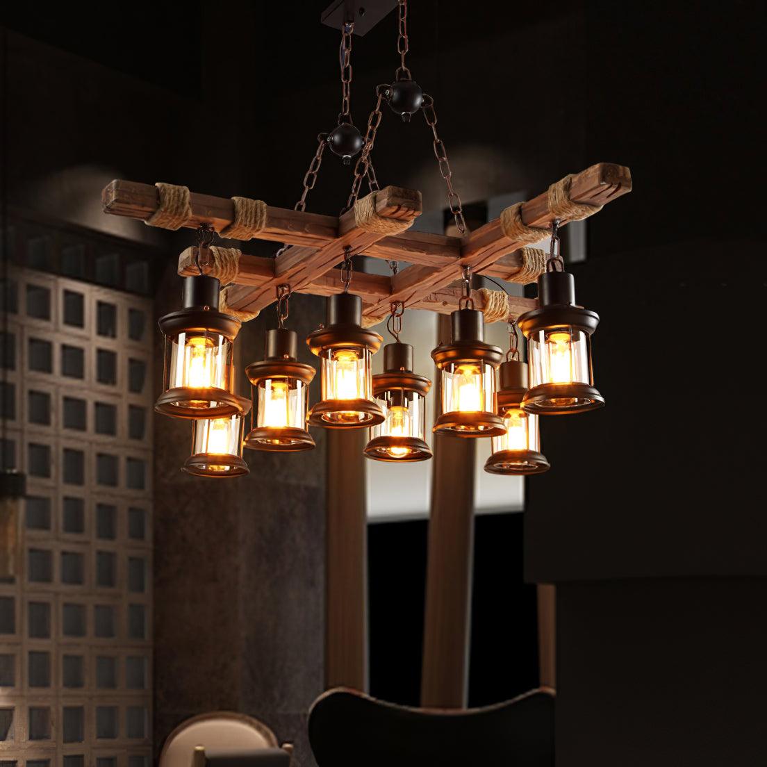 Vintage Wood Glass Chandeliers - Blowlighting