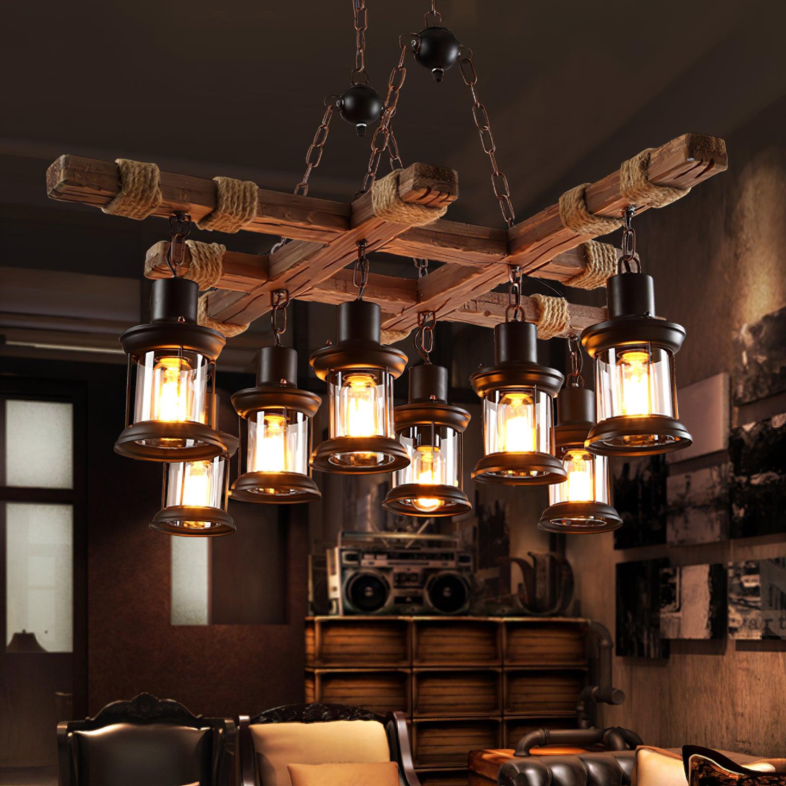 Vintage Wood Glass Chandeliers - Blowlighting