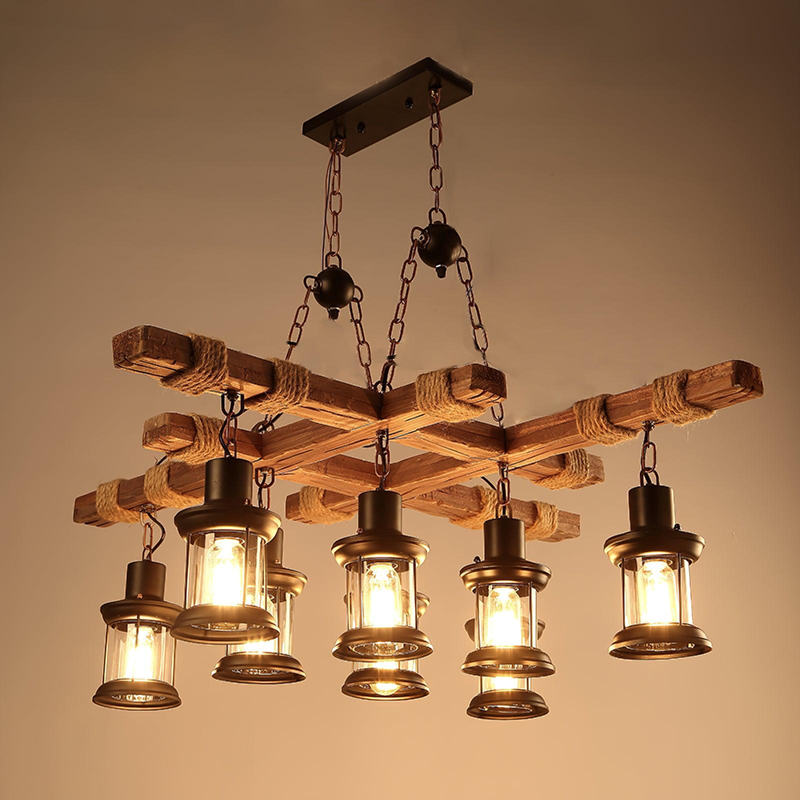 Vintage Wood Glass Chandeliers - Blowlighting