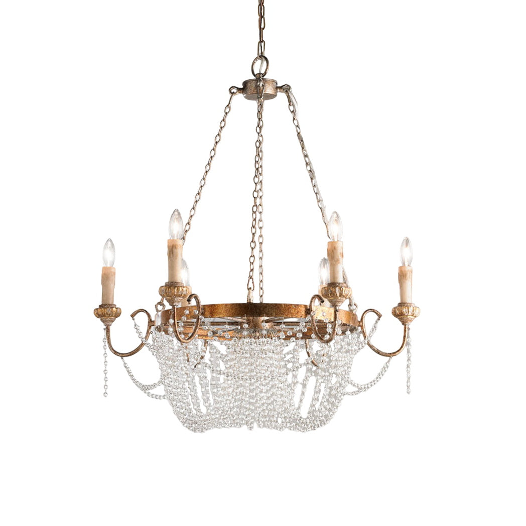 Alzoros Postmodern Luxury Wooden Crystal Chandelier - Lamp Copper