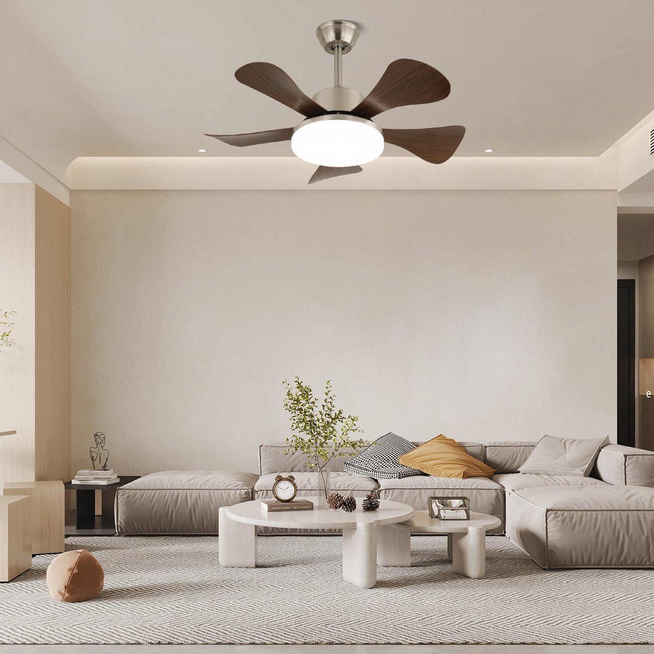 Telecomando per il ventilatore da soffitto moderno in legno con luce