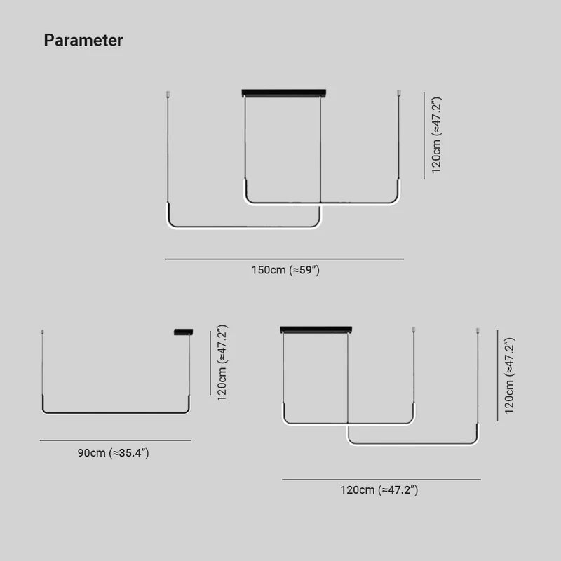 Edge Moderne LED Lampade a Sospensione Nero/Oro Lineare Doppia Cornice Soggiorno/Camera da Letto