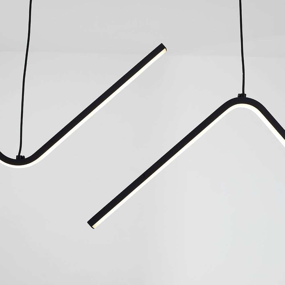 Arisha Moderne LED Lampade a Sospensione Nero/Oro Metallo Lineare Ondulato Doppio Soggiorno/Camera da Letto