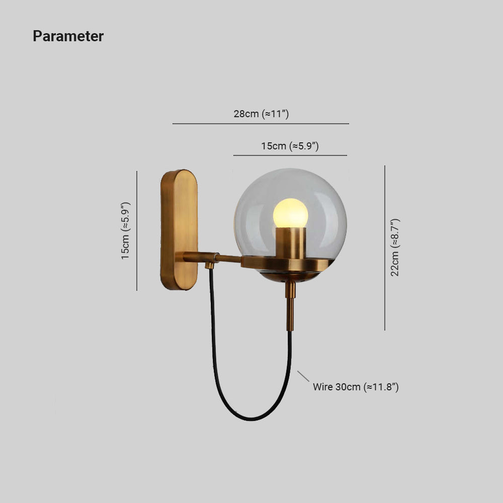 Silva Moderno LED Sfera Applique Metallo Vetro Nero/Bronzo Soggiorno/Camera da Letto