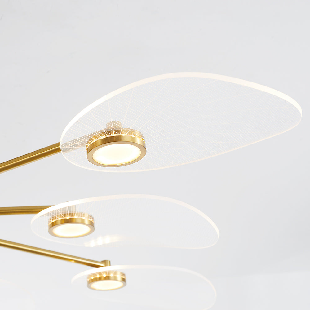 Carins Arte Deco Foglia LED Lampade a Sospensione Metallo Acrilico Oro Camera da Letto