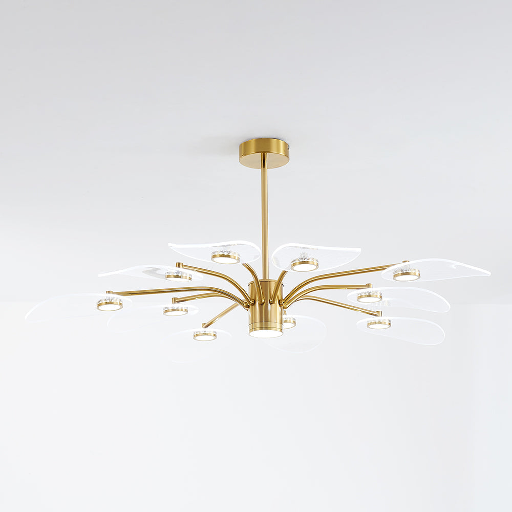 Carins Arte Deco Foglia LED Lampade a Sospensione Metallo Acrilico Oro Camera da Letto