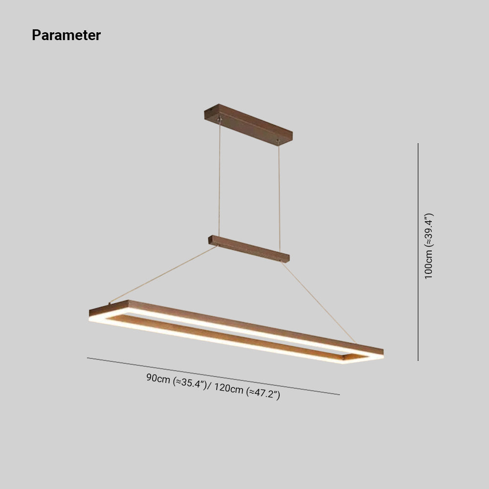 Edge Minimalismo LED Lampada a Sospensione Metallo Orizzontale Rettangolare Lussa Caffè/Oro