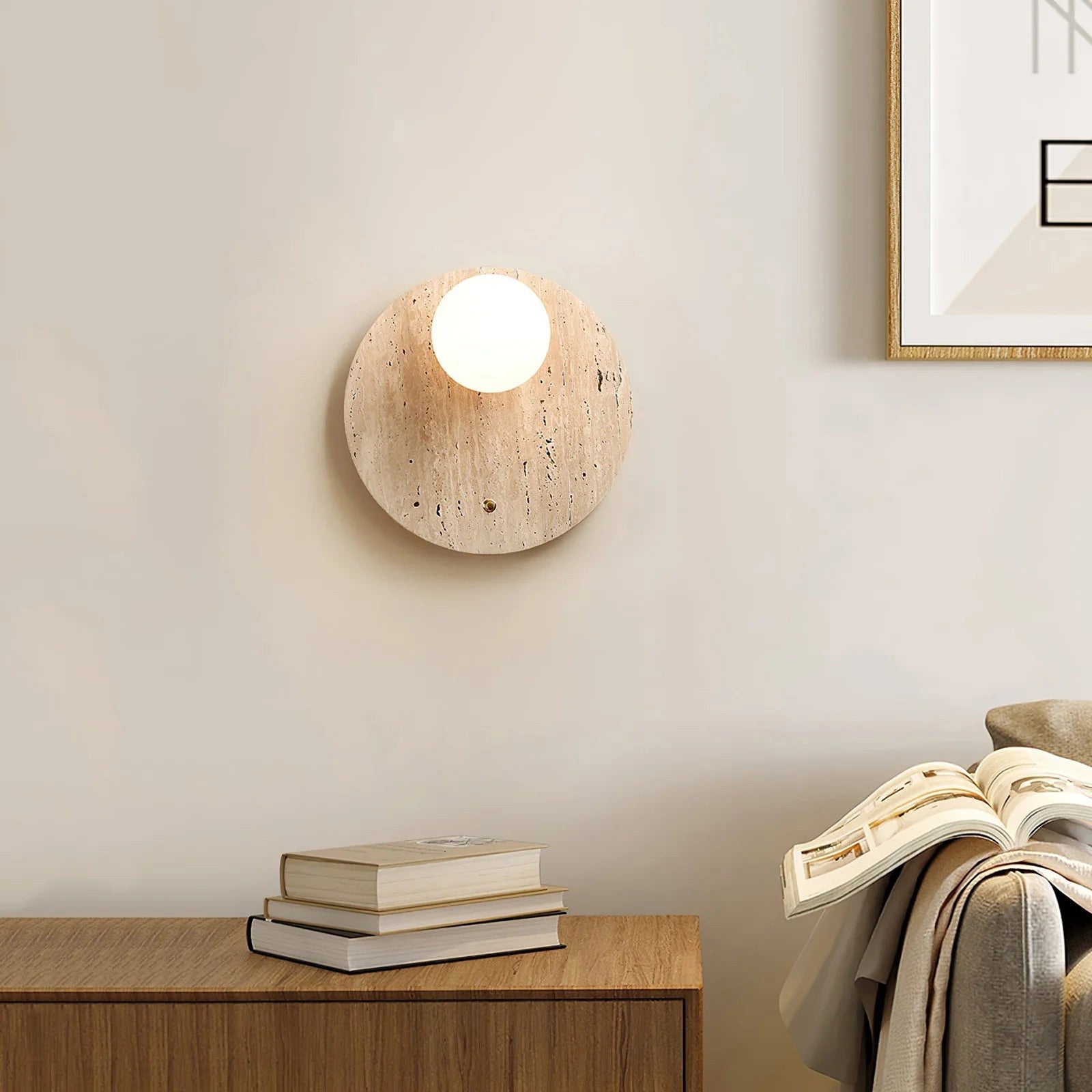Alcareth Modern Minimalist Wabi Travertine Wall Lamp - Lamp Copper