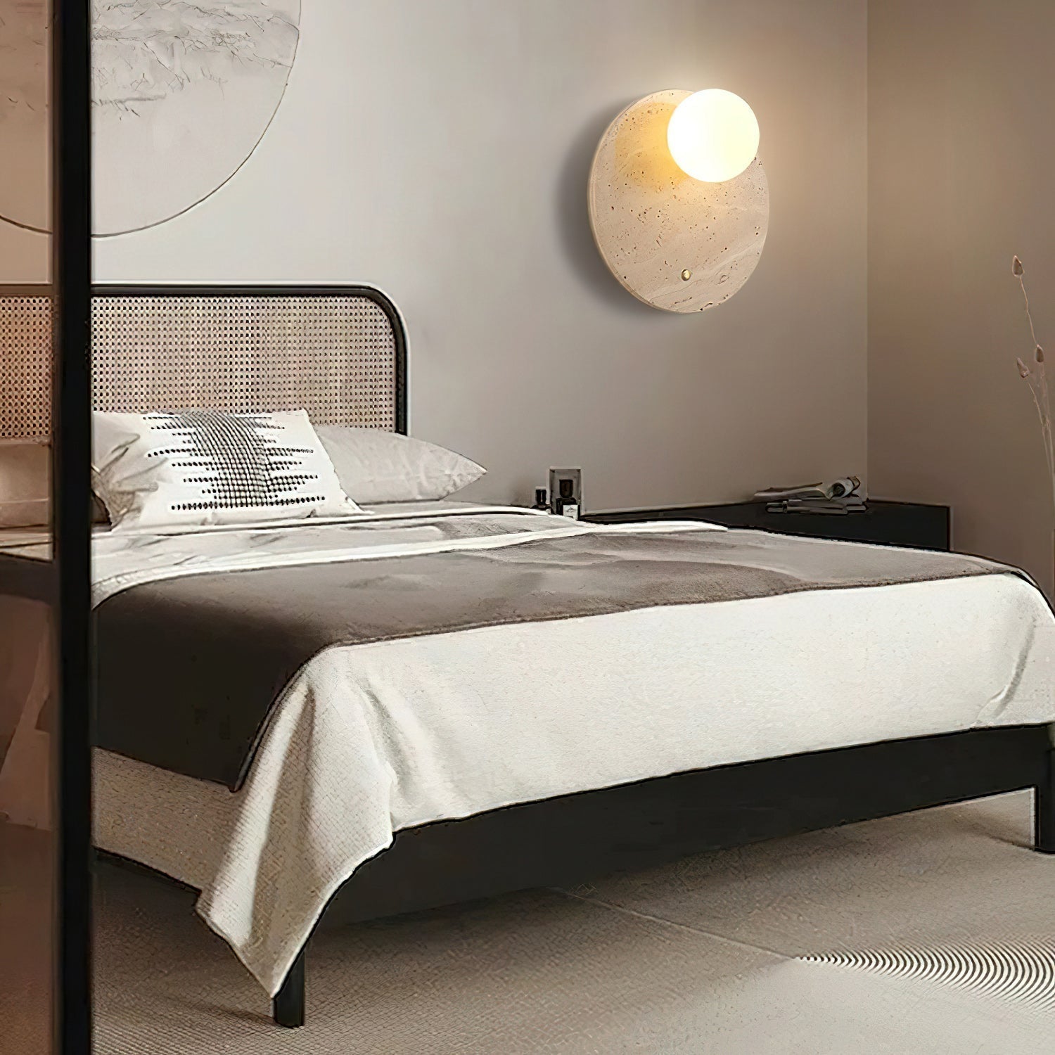 Alcareth Modern Minimalist Wabi Travertine Wall Lamp - Lamp Copper