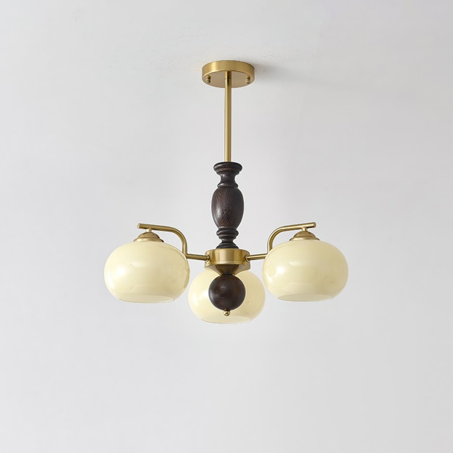 Aurora Chandelier Walnut Beige Orb - Blowlighting