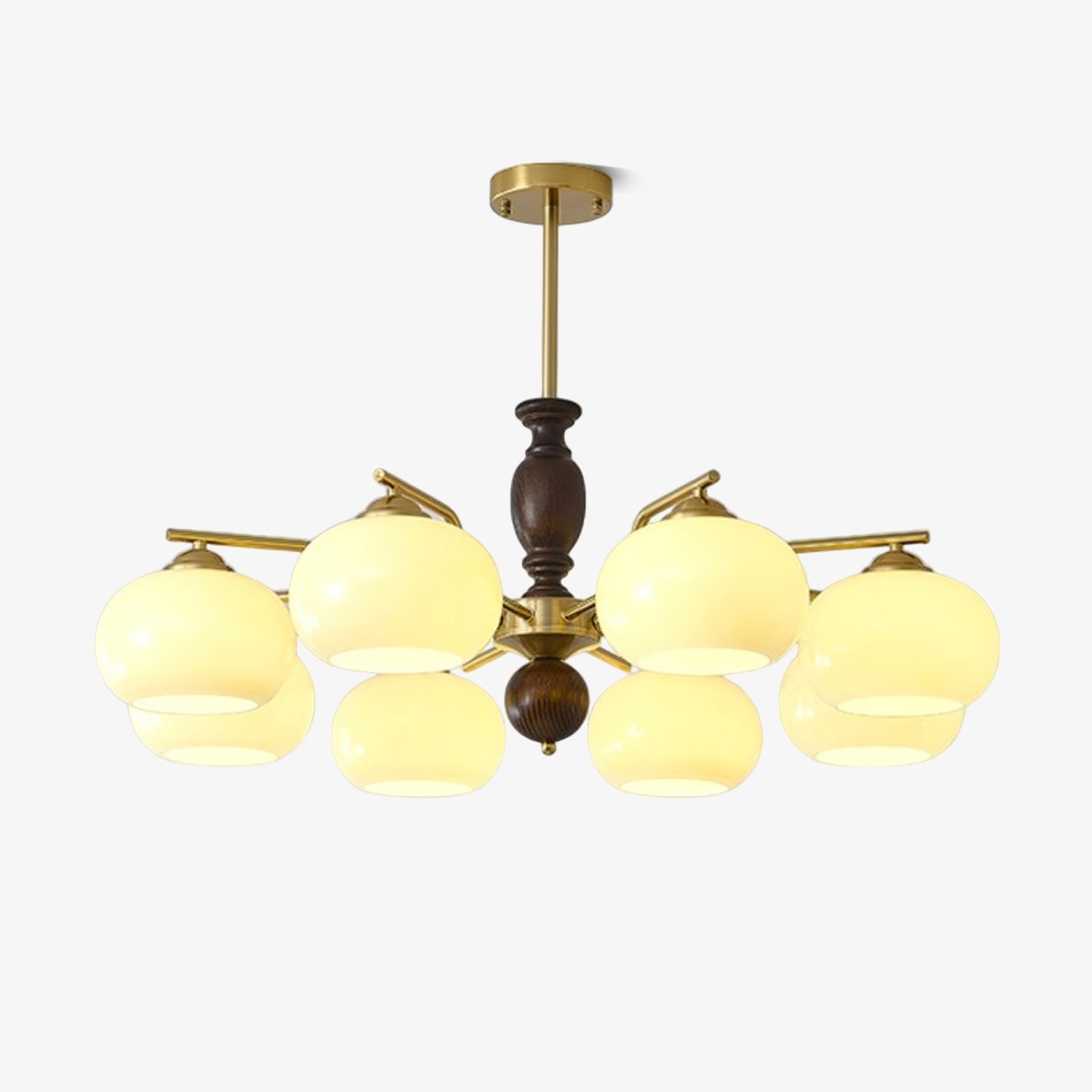 Aurora Chandelier Walnut Beige Orb - Blowlighting