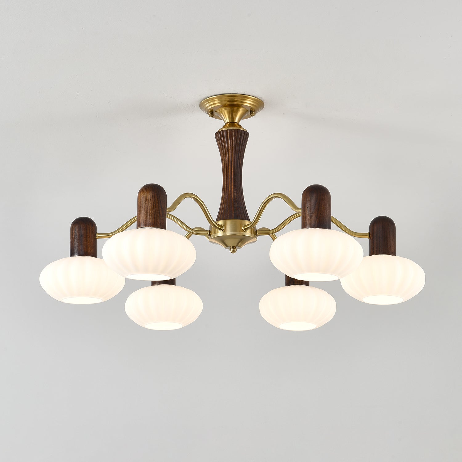 Aurora Chandelier Walnut Embrace White Finish - Blowlighting