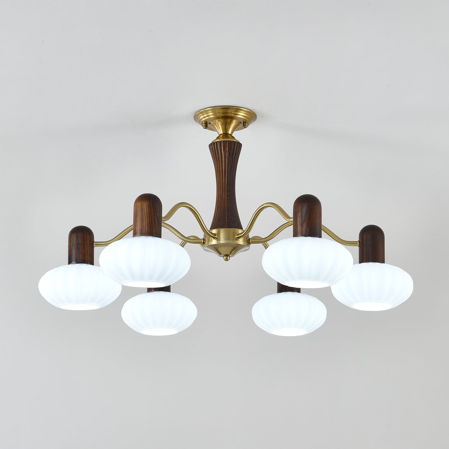 Aurora Chandelier Walnut Embrace White Finish - Blowlighting