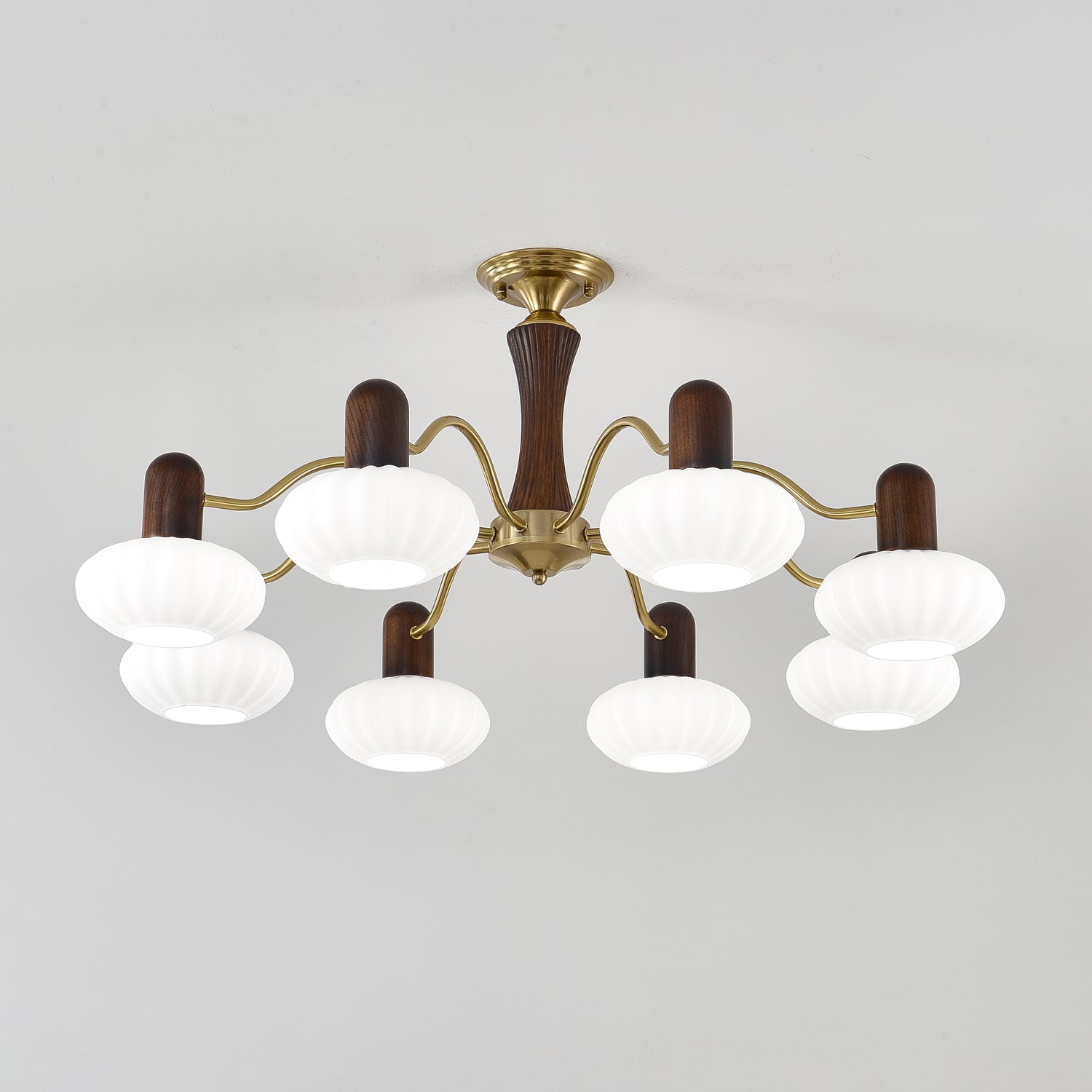 Aurora Chandelier Walnut Embrace White Finish - Blowlighting