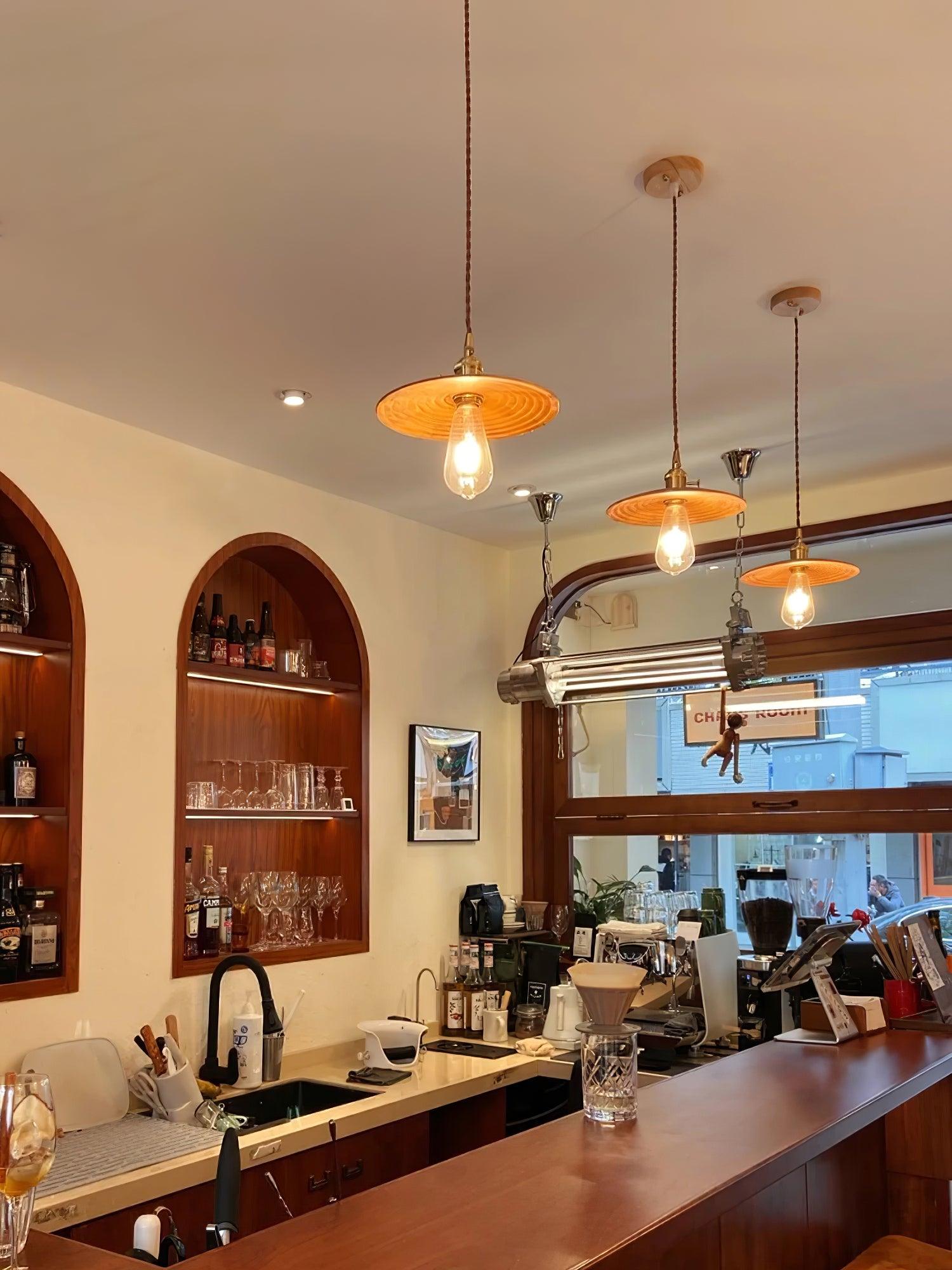 Walnut Conical Pendant Light - Blowlighting