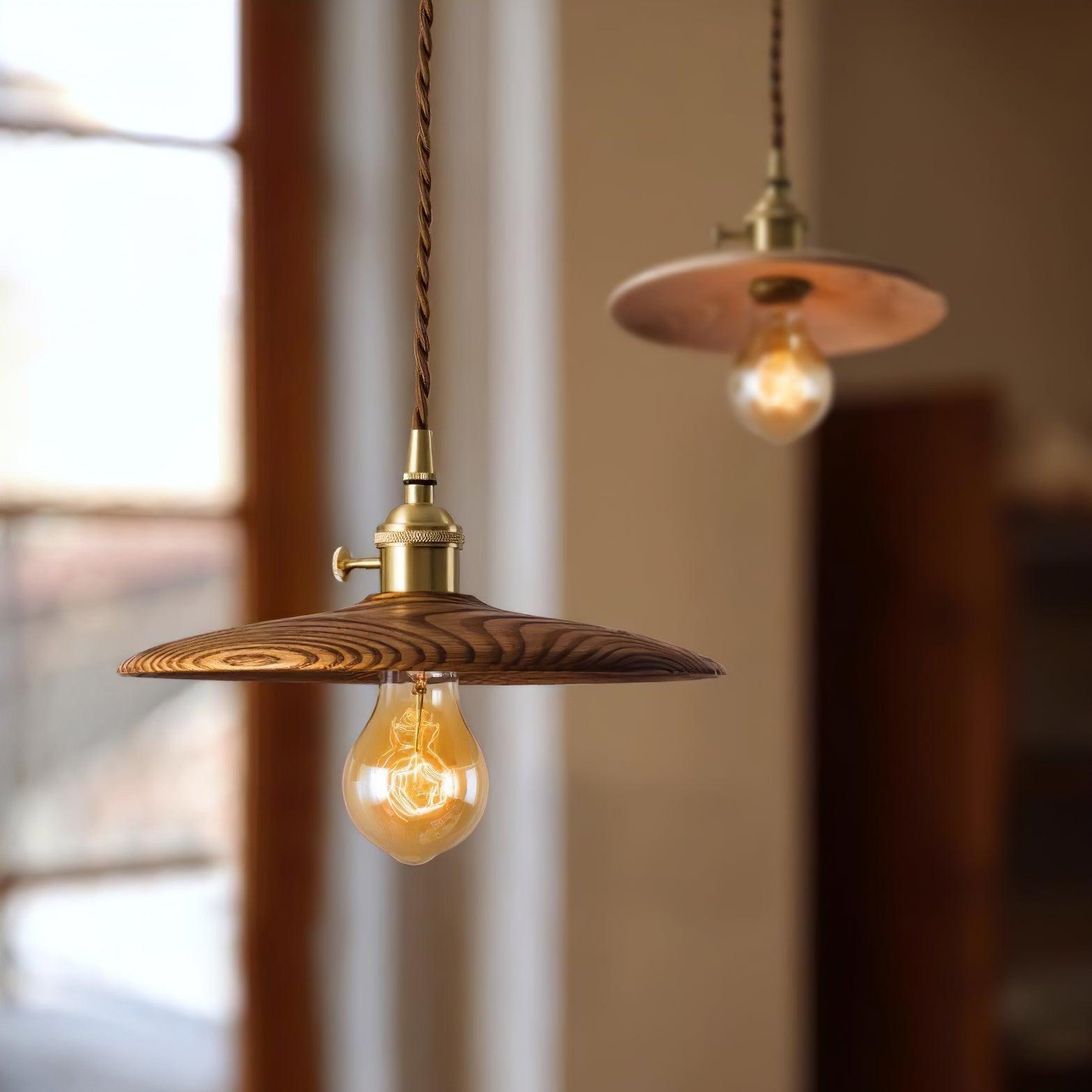 Walnut Conical Pendant Light - Blowlighting