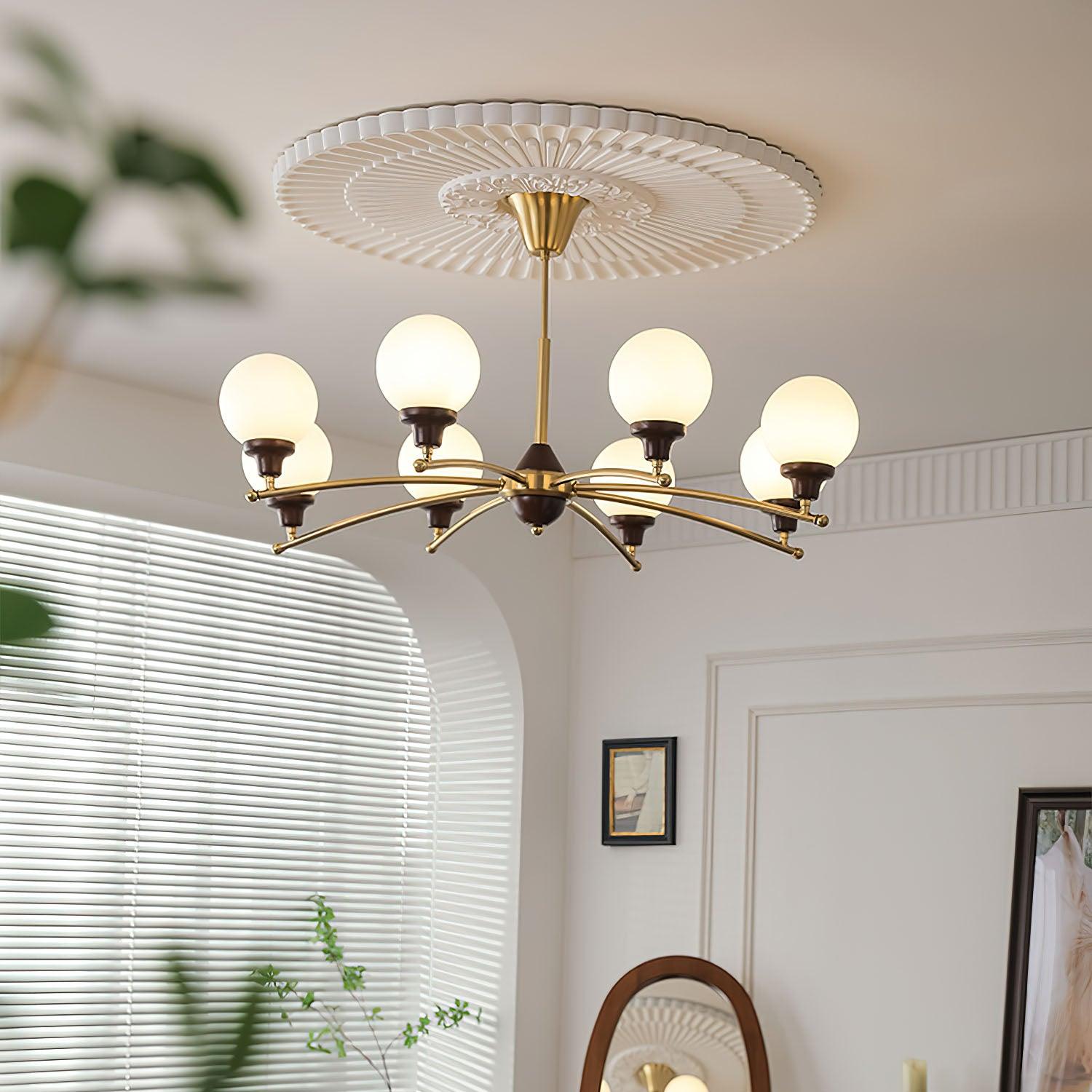 Walnut Glass Ball Chandelier - Blowlighting