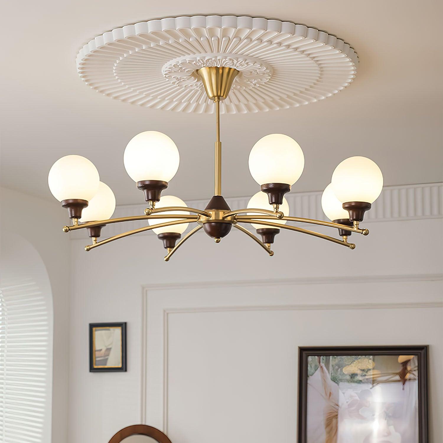 Walnut Glass Ball Chandelier - Blowlighting