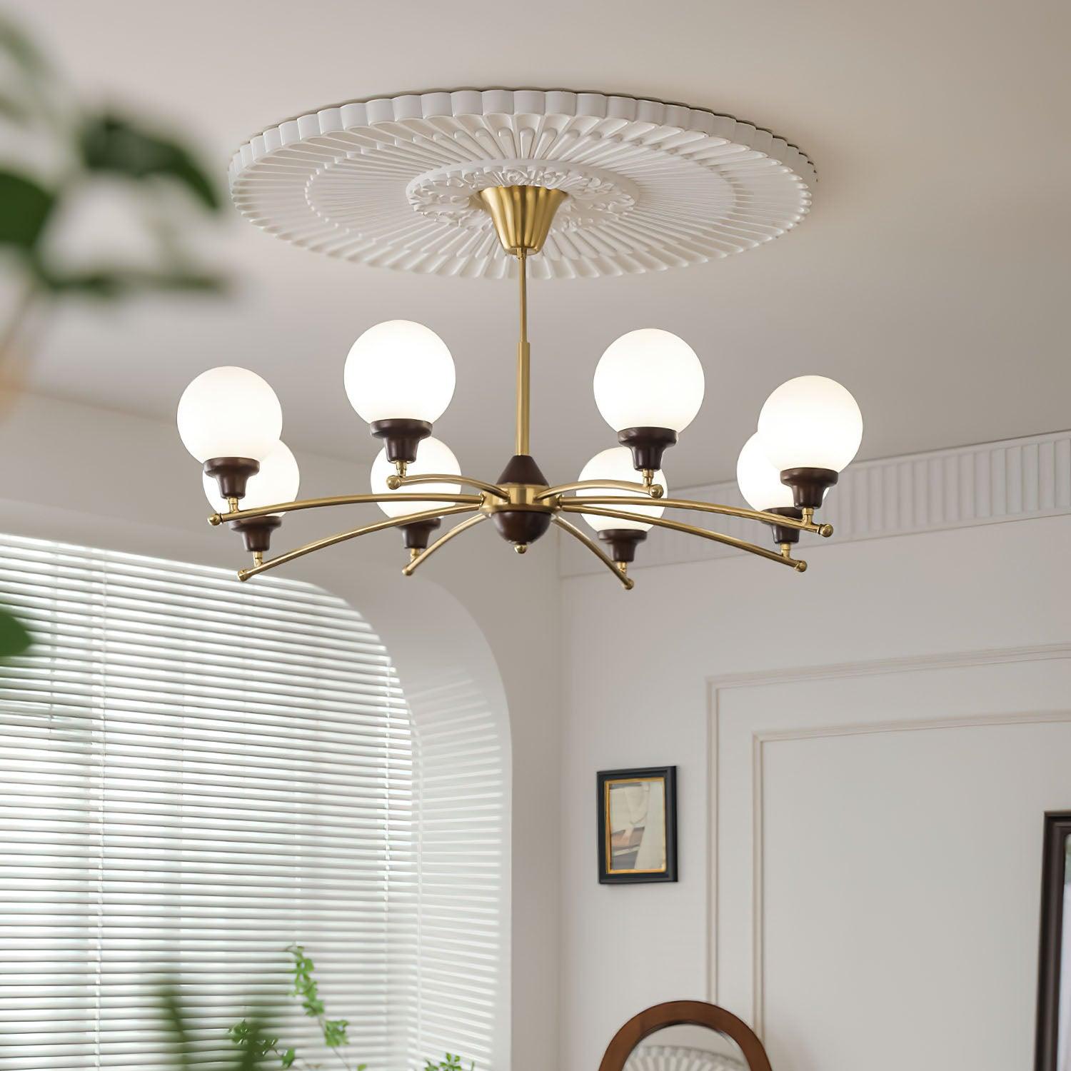 Walnut Glass Ball Chandelier - Blowlighting