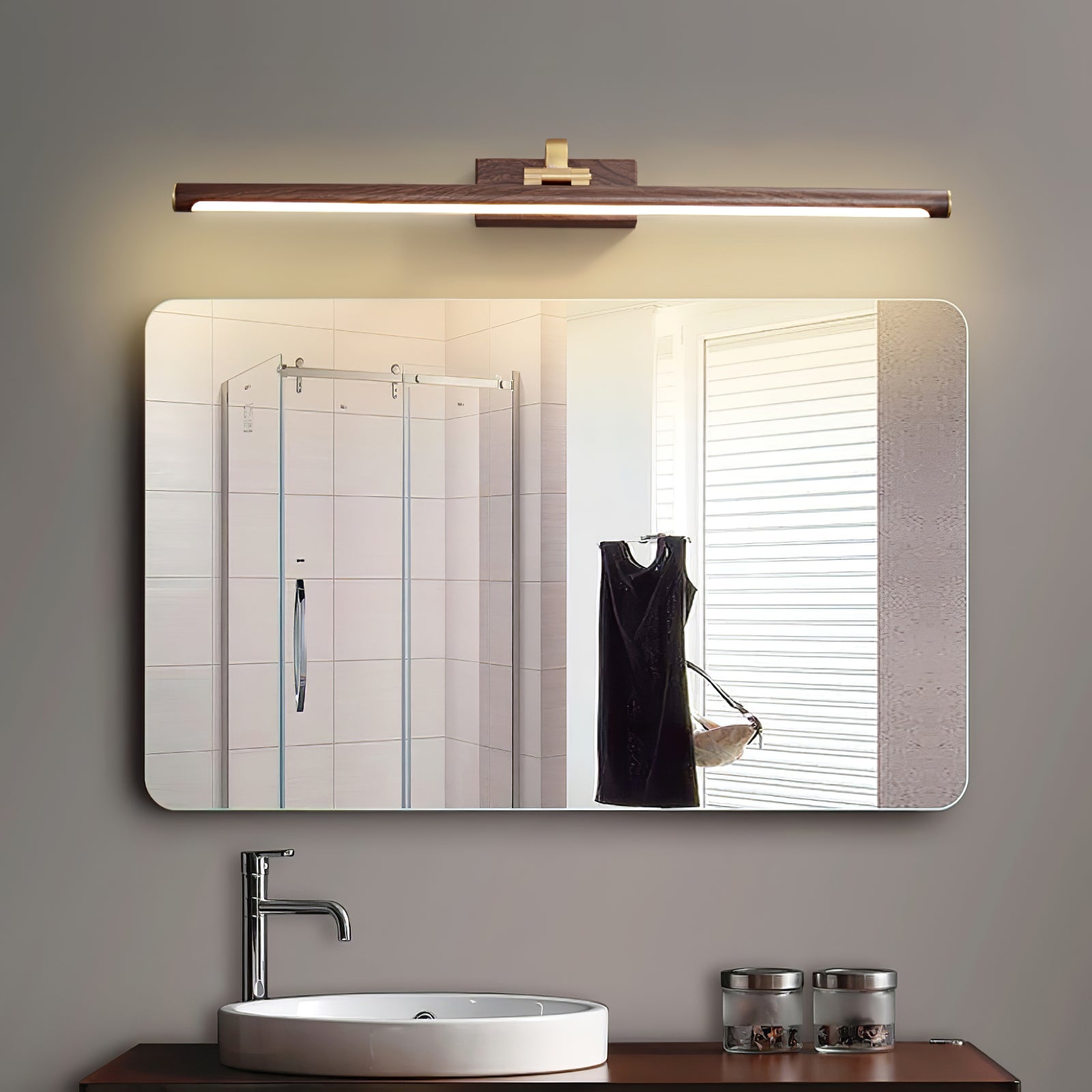 Walnut Color Linear LED Wall Light - Blowlighting
