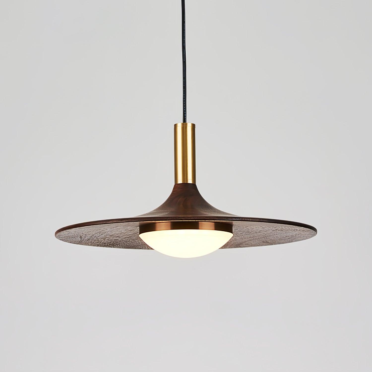 Walnut Wood Dish Pendant Light - Blowlighting