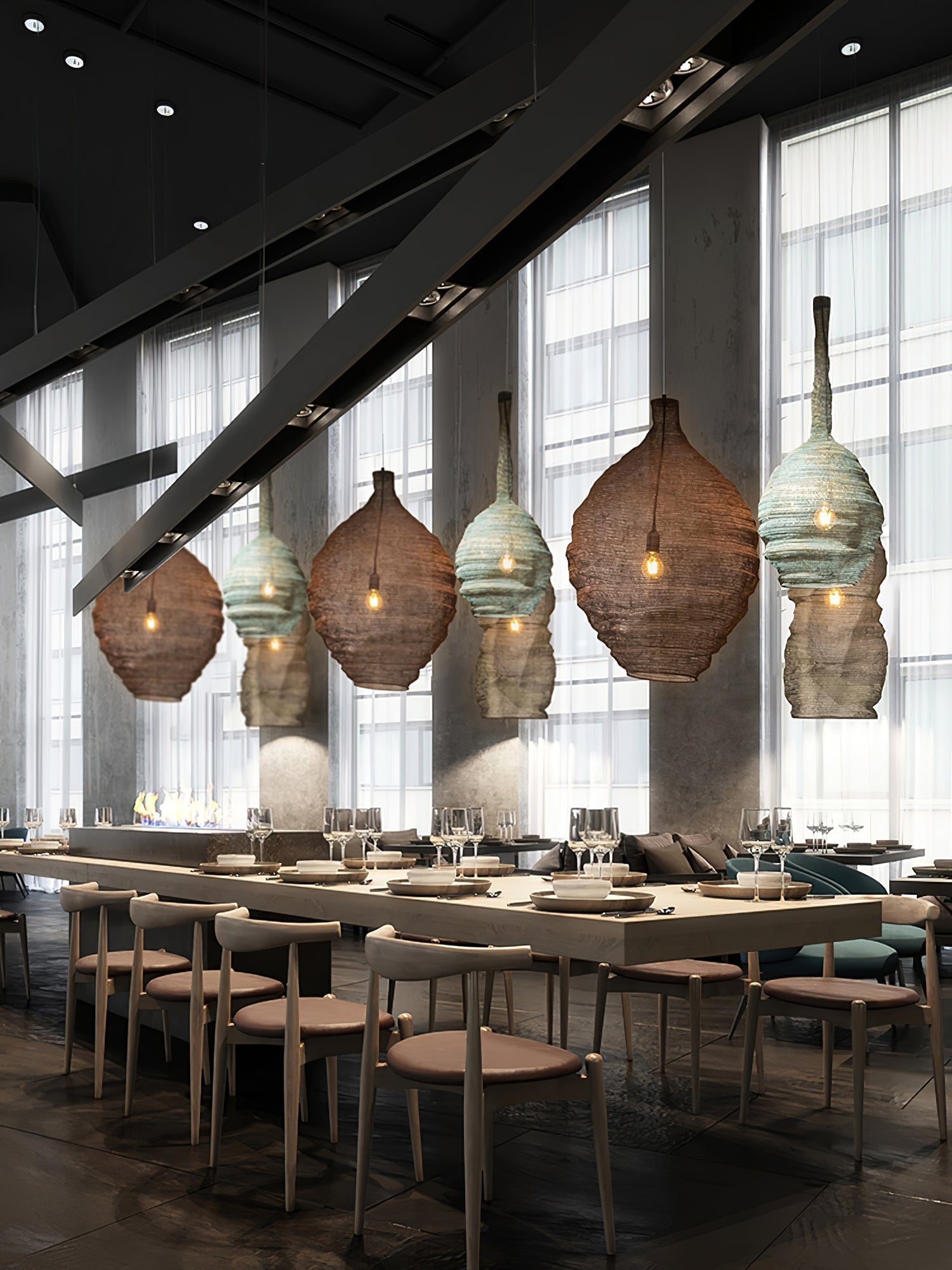Hive Industrial Wire Pendant Lamps - Blowlighting
