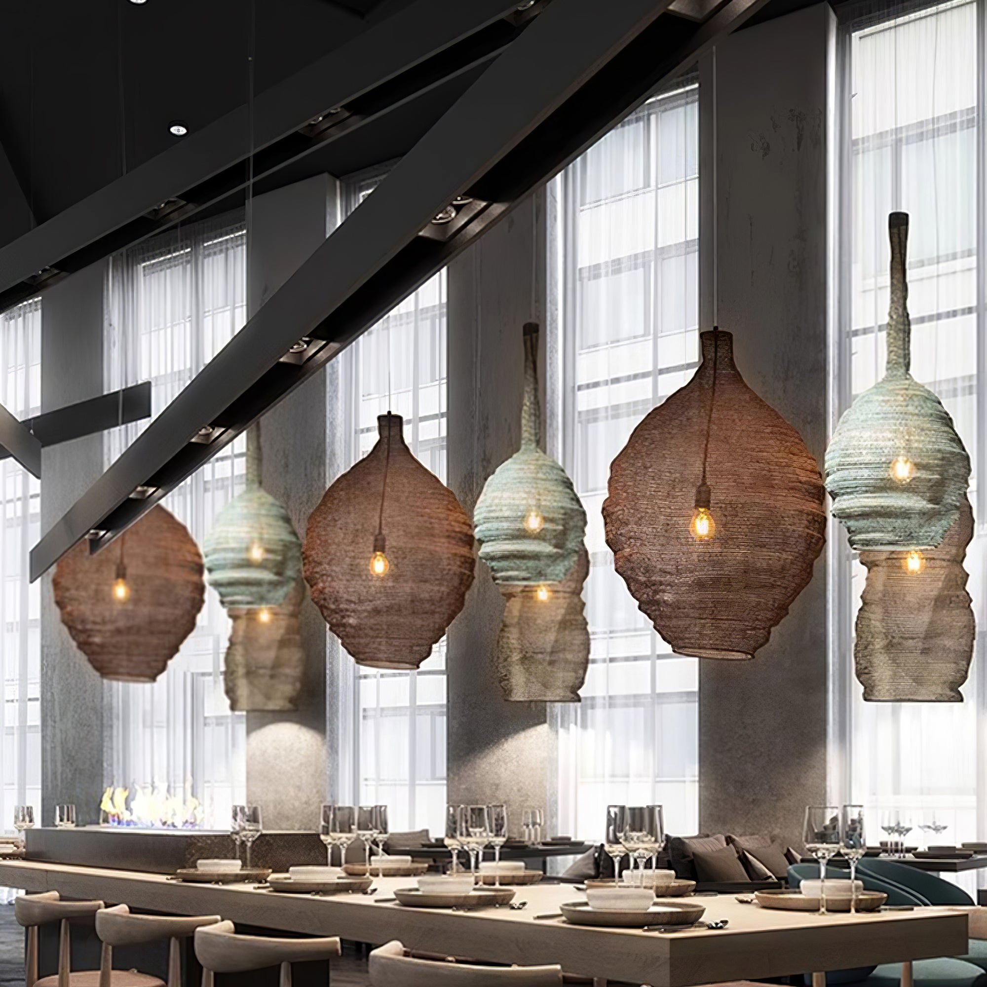 Hive Industrial Wire Pendant Lamps - Blowlighting