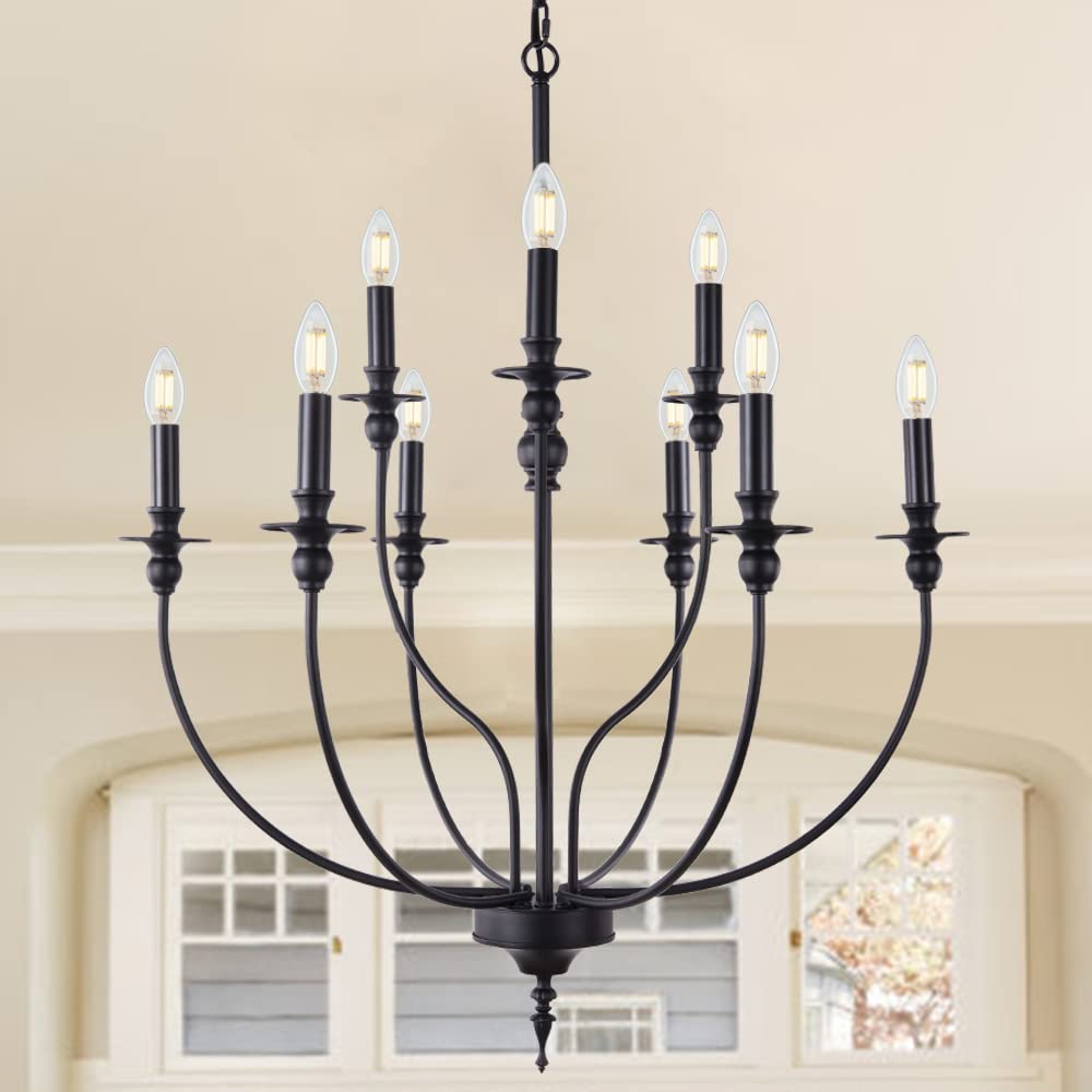 Silva Lampadari Moderno a LED in Metallo Nero per Camera da Letto e Soggiorno