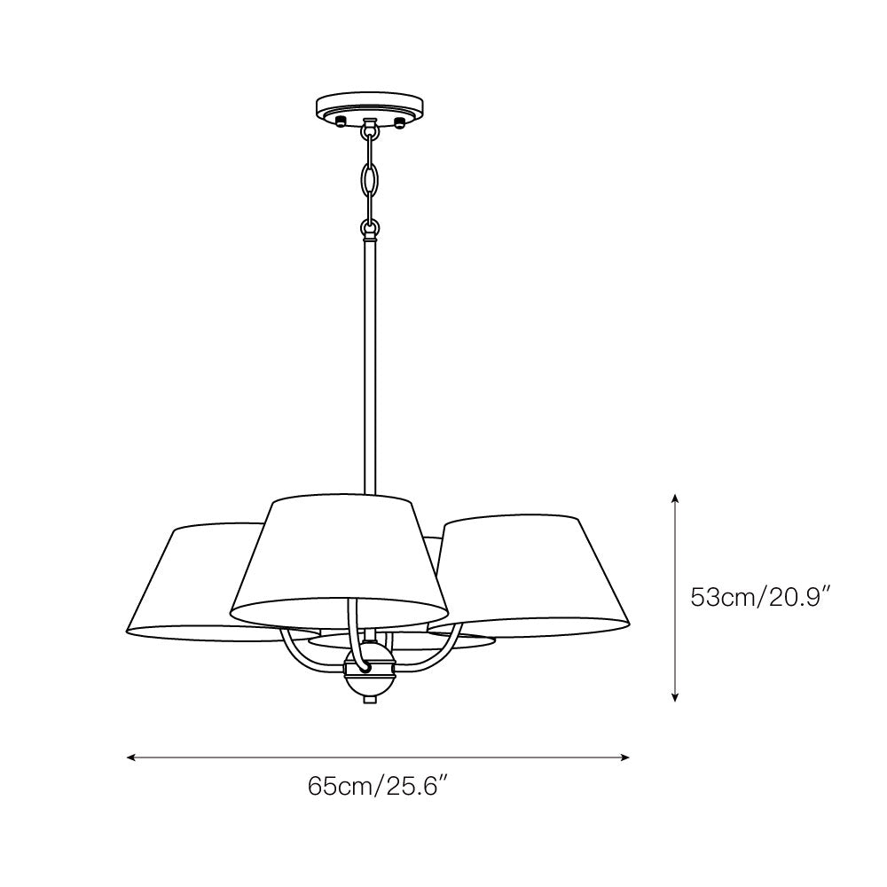 Arcara Vintage Industrial Brass Fabric Chandelier - Lamp Copper