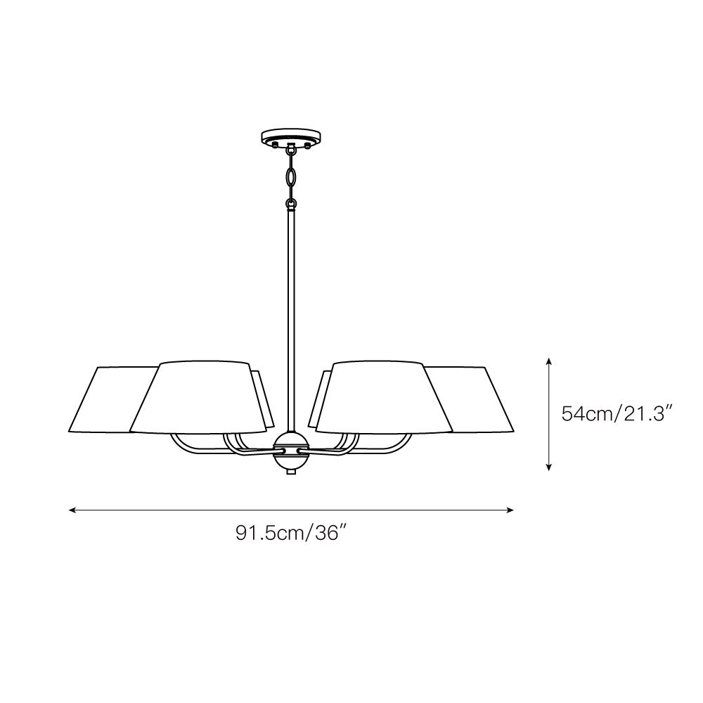 Arcara Vintage Industrial Brass Fabric Chandelier - Lamp Copper