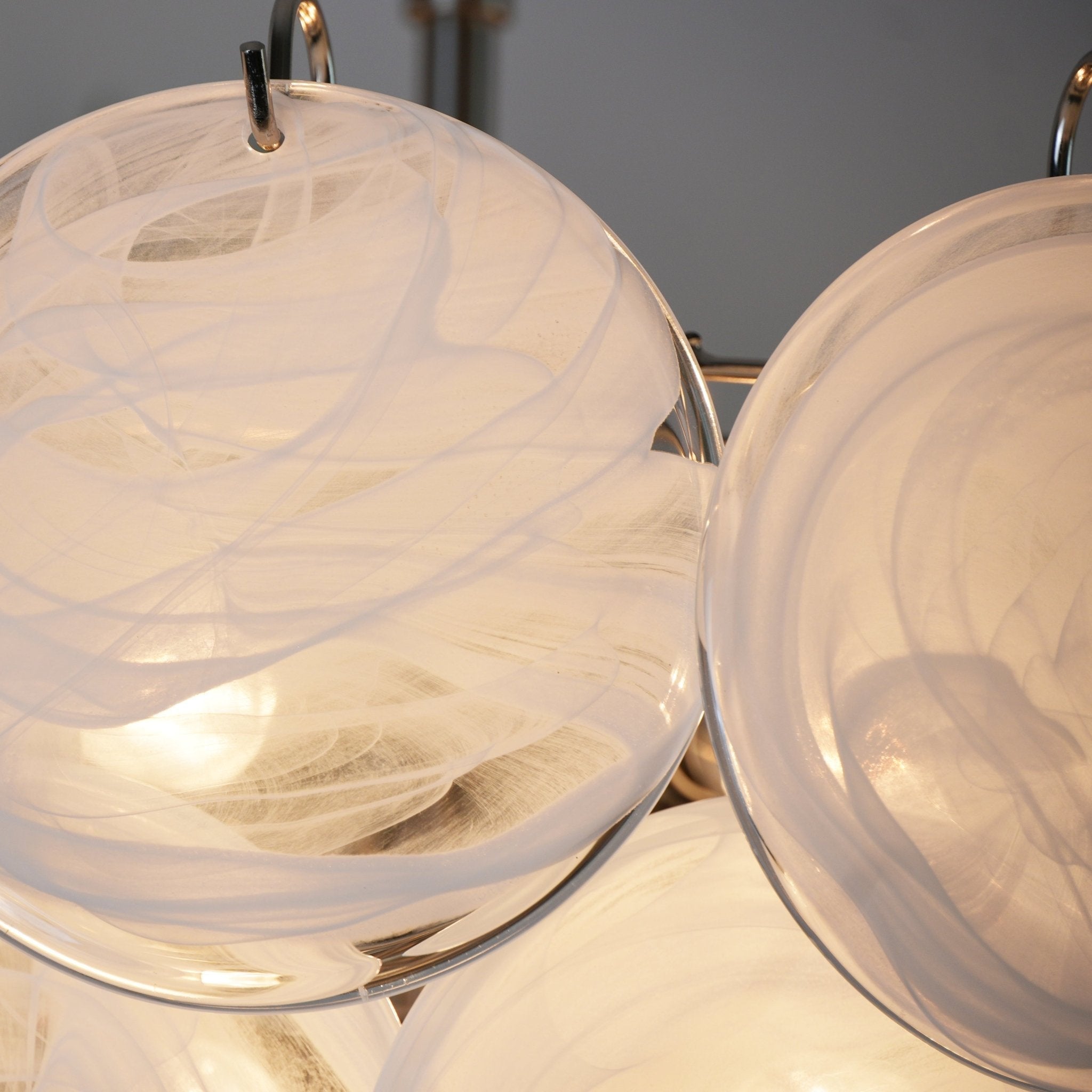 Aurora Chandelier White Murano Glass Disc - Neutralighting