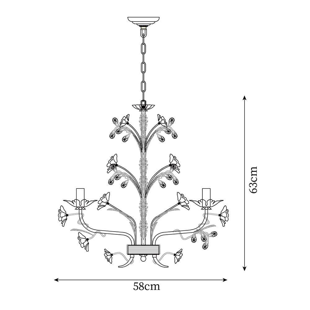 Chandelier Ornate Metal Frame Porcelain Roses Crystal Classic Luxury - Letslighting