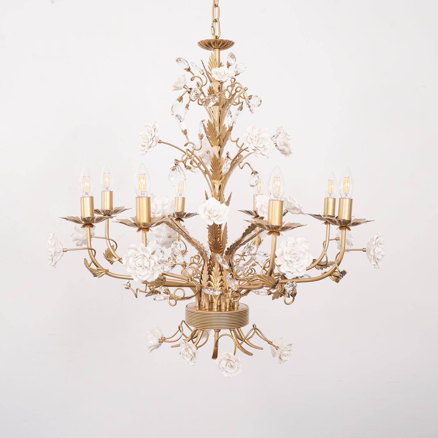 White Rose Crystal Chandelier - Blowlighting