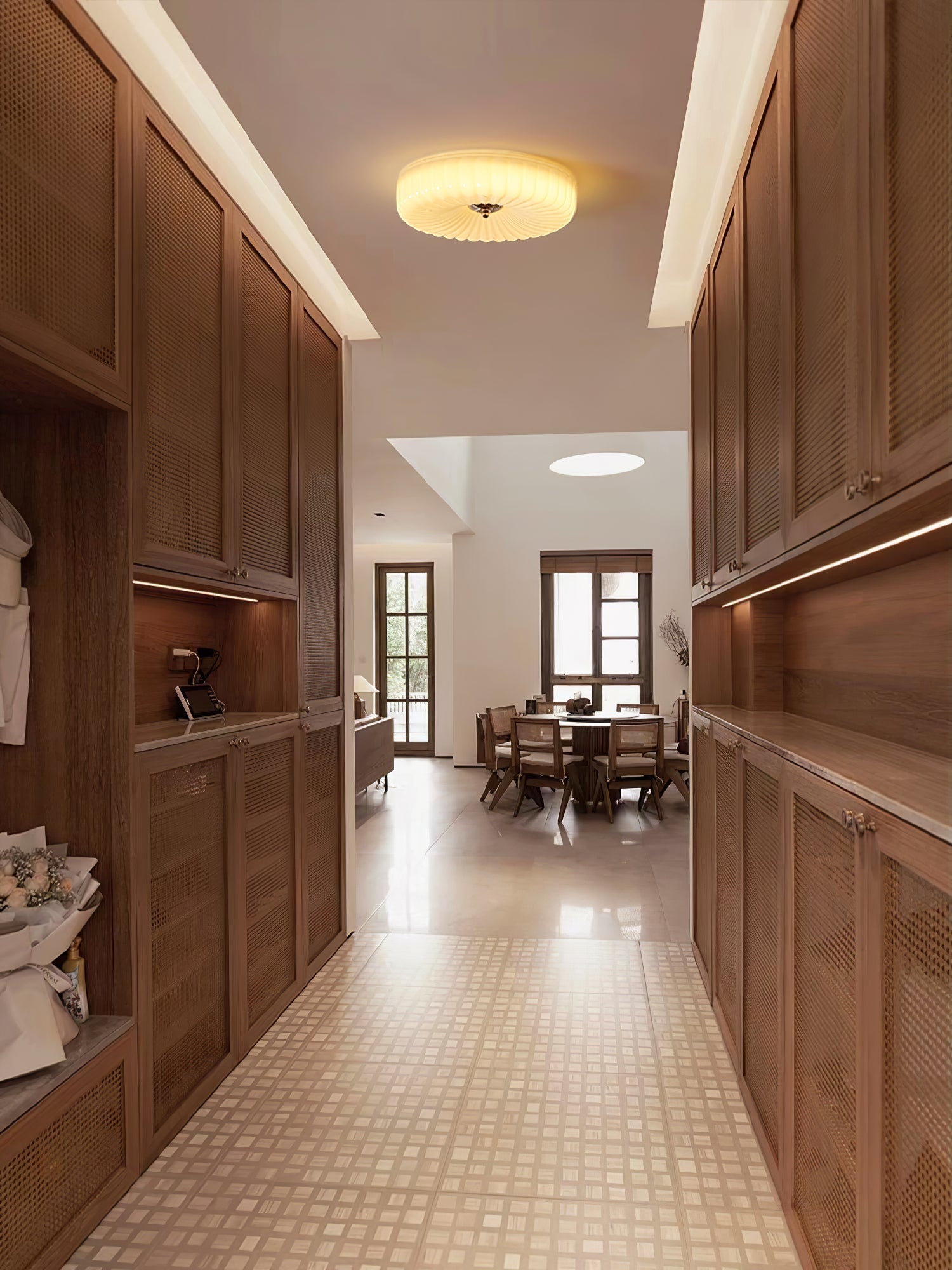 Zathee Modern Minimalist Glass Metal Flush Mount Ceiling Light - Lamp Copper