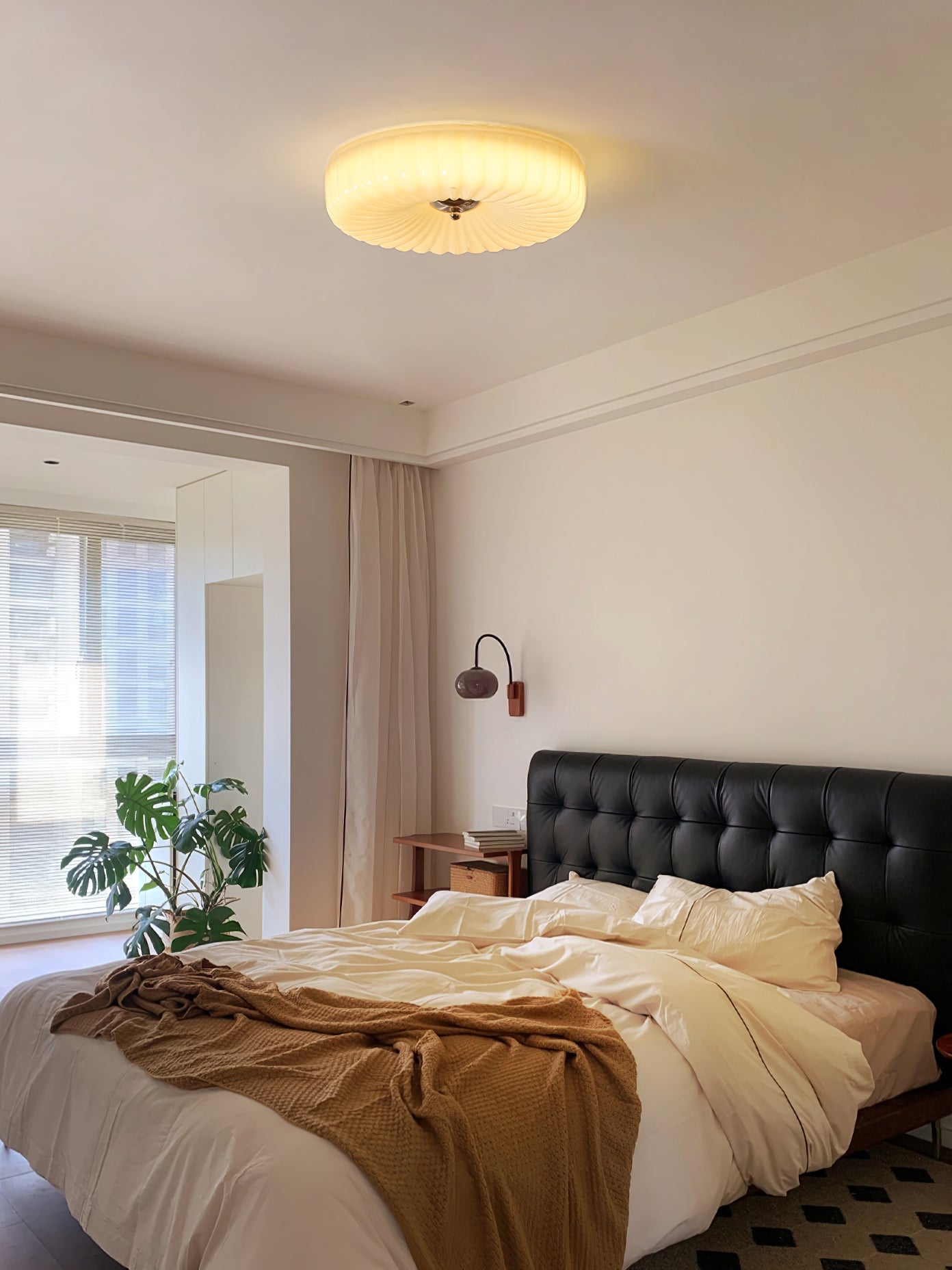 Zathee Modern Minimalist Glass Metal Flush Mount Ceiling Light - Lamp Copper